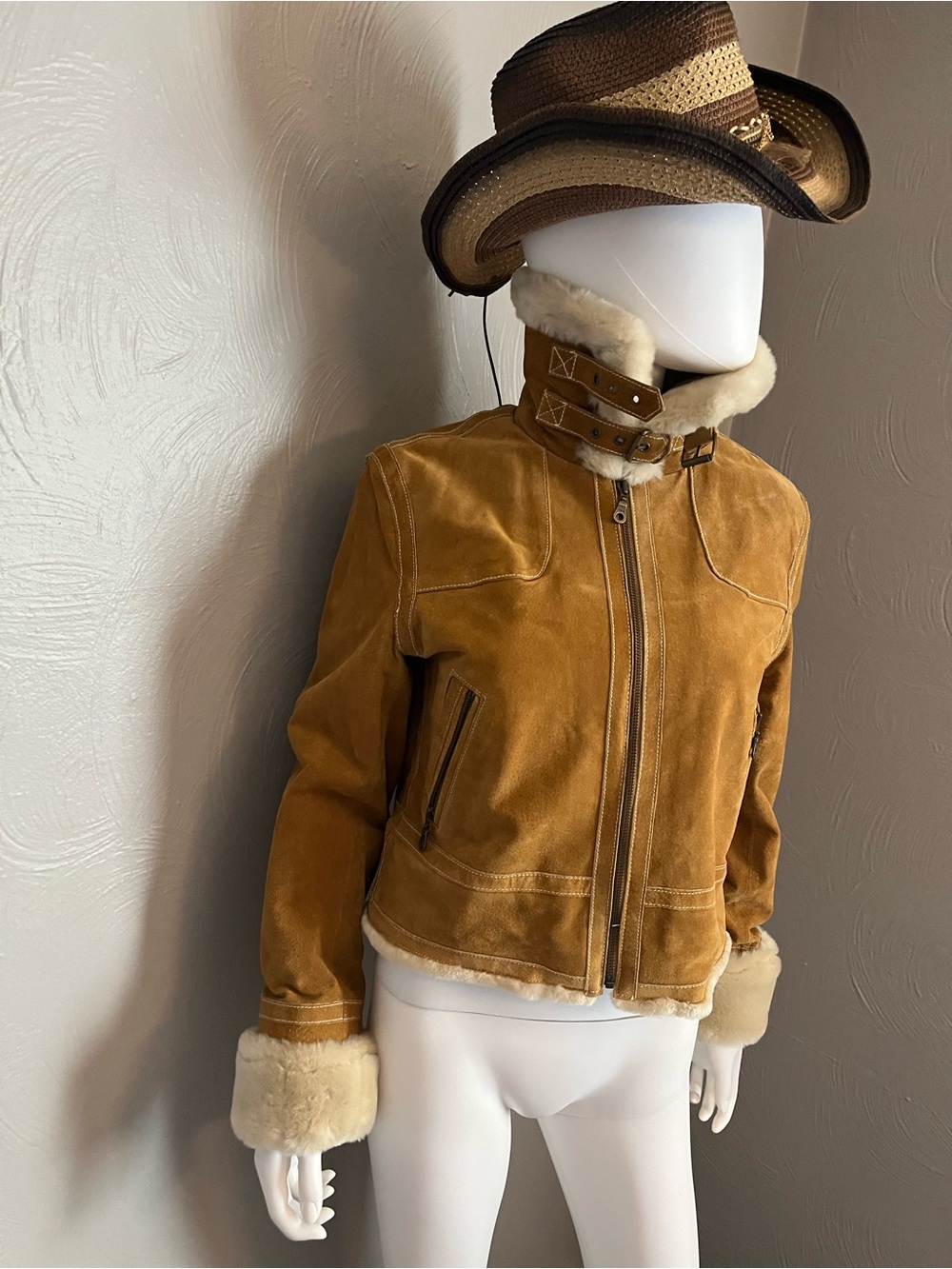 Wilsons Leather Tan Suede Shearling-Lined Jacket - Picture 3 of 8